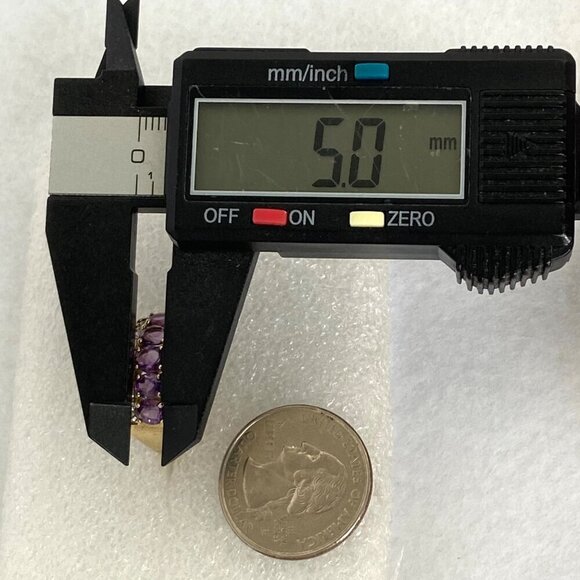 Gold Vermeil Sterling Silver 925 Prong Set Oval Amethyst CZ Wide Band Ring Sz 9 - Picture 15 of 16